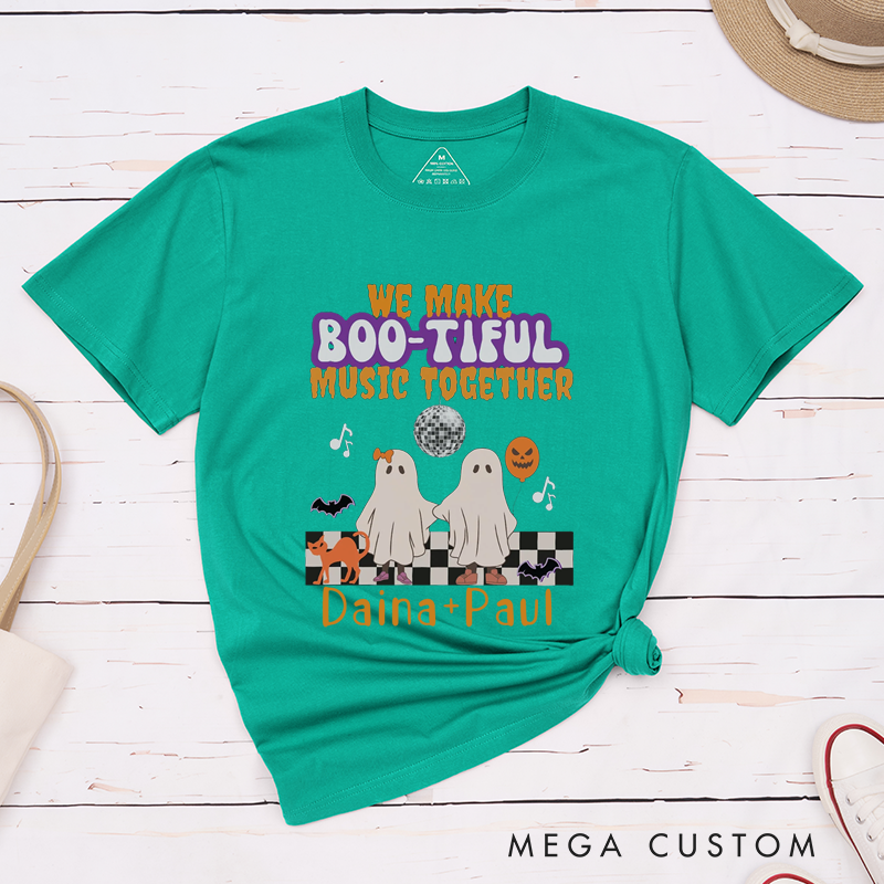 Personalized Humor We Make Boo-Tiful Music Together Ghosts Halloween Couple Matching T-Shirt
