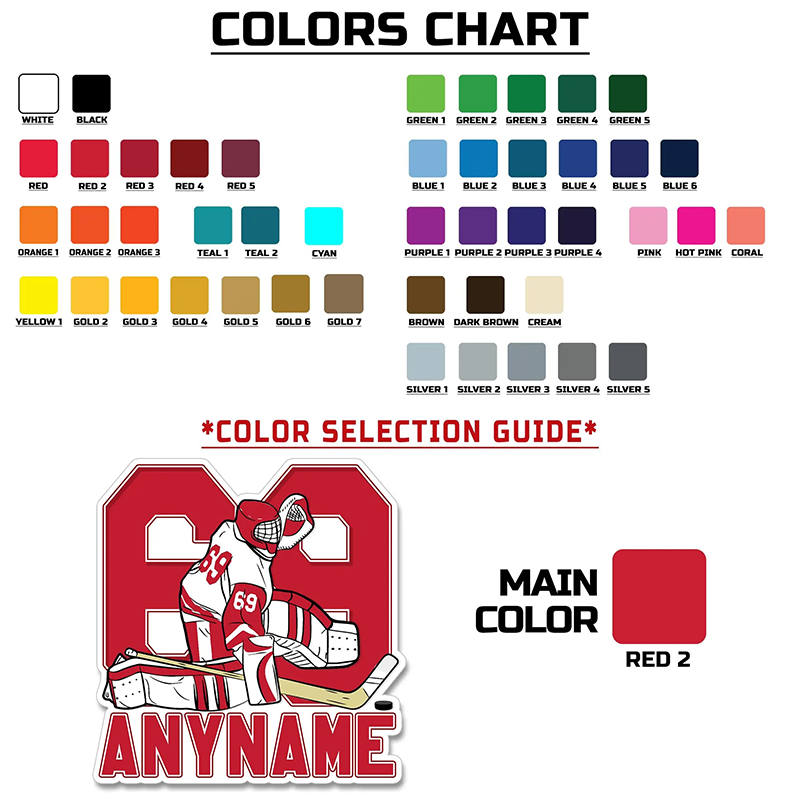 Personalized Hockey Sticker Highlighting Goalie Pose and Player Details