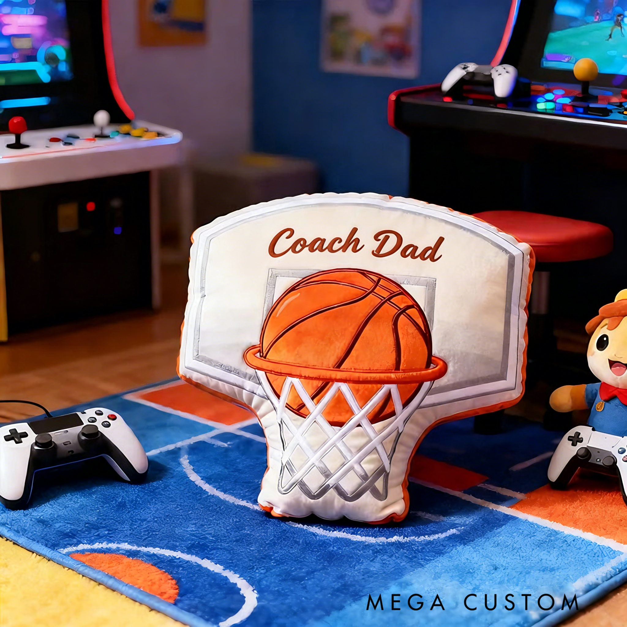 Personalized Graphic3DPrint Basketball Hoop Pillow with Custom Text for Basketball Lovers