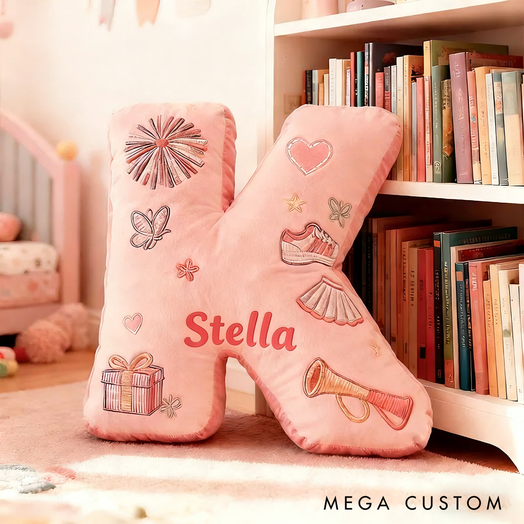 Personalized Cute Cheerleader Letter Pillow with Custom Name for Girls and Cheer Squad Members