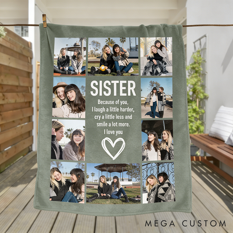 Personalized Besties Best Friend Soft Throw Blanket Custom Home Decor Blanket Galentine's Birthday Gift Photo Collage Blanket for Her