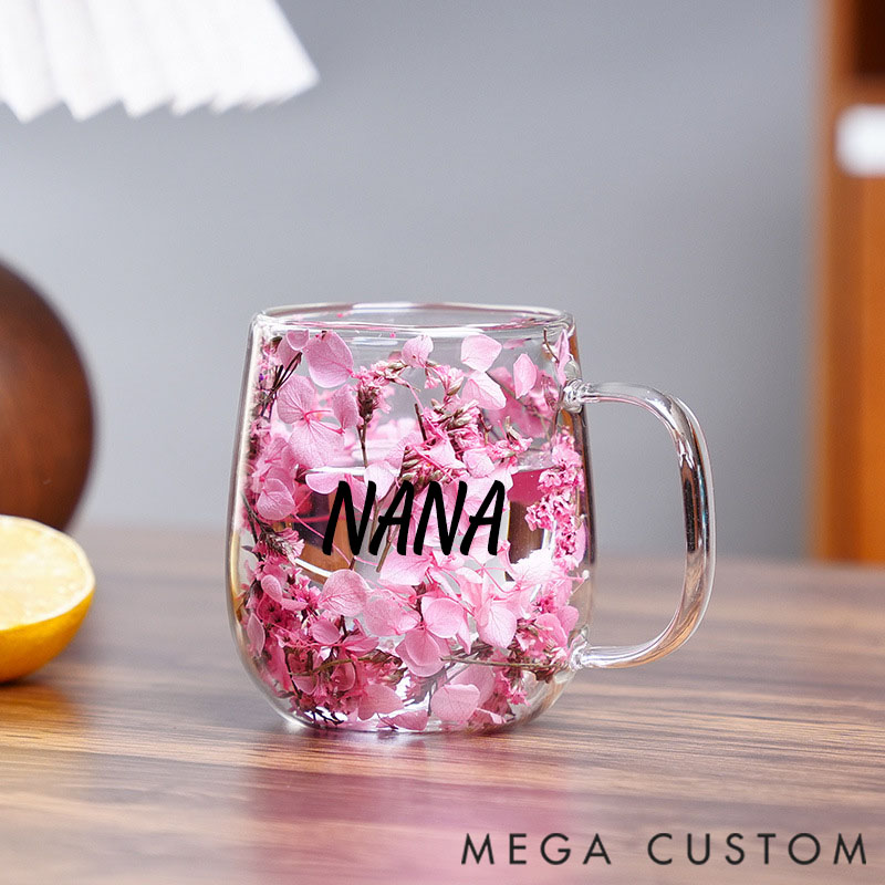 Personalized Floral Mug/Cup with Your Favorite Dried Flowers—an Original Gift for Grandma, Mom, or Godmother