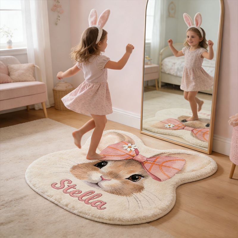 Personalized Bunny Sport-Theme Custom Name Cute Basketball Bow for Kids