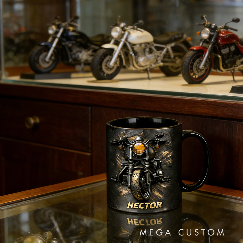 Personalized 3D Printed Choose Color Motorcycle Mug Custom Name Coffee Cup Gift for Motorcycle Riders and Enthusiasts