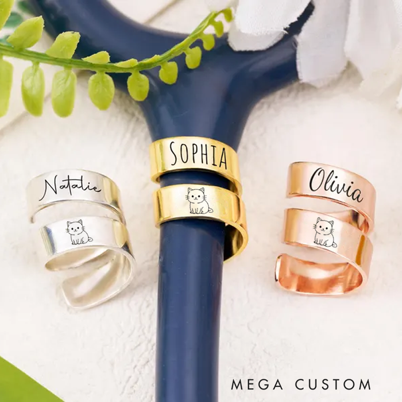 Personalized Engraved Stethoscope Tag with Name Nurse Gifts Cute Cat Stethoscope Id Tags Unique Gifts for Nurse Doctor Graduation