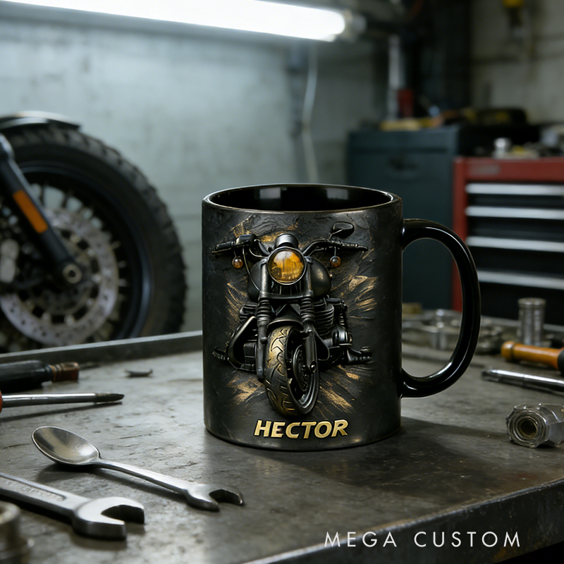 Personalized 3D Printed Choose Color Motorcycle Mug Custom Name Coffee Cup Gift for Motorcycle Riders and Enthusiasts