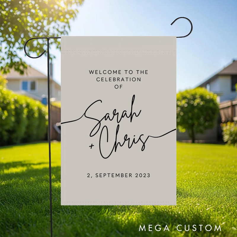 Personalized Welcome to the Celebration Couple Wedding Engagement Garden Flag