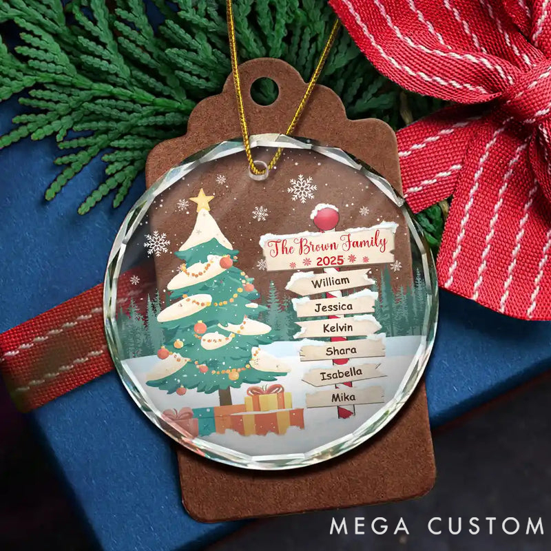 Personalized Glass Round Shape Christmas North Pole Family Name Making Memories Together Christmas Ornament 