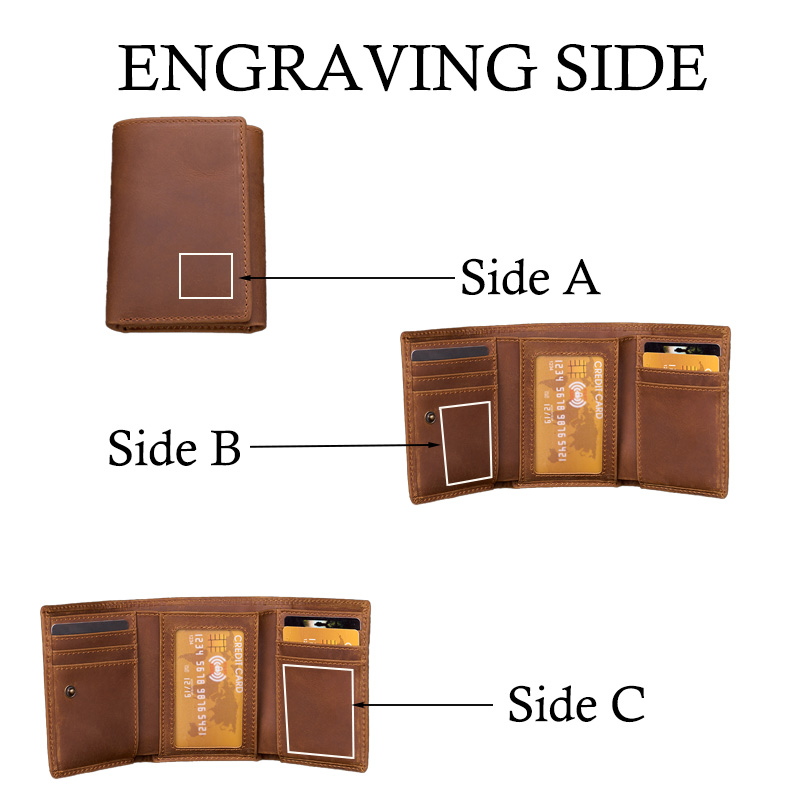 Personalized Engraved Trifold Wallets Mens Leather Wallet 1 2 3 Year Anniversary Gifts Christmas Husband Gift Boyfriend Gift