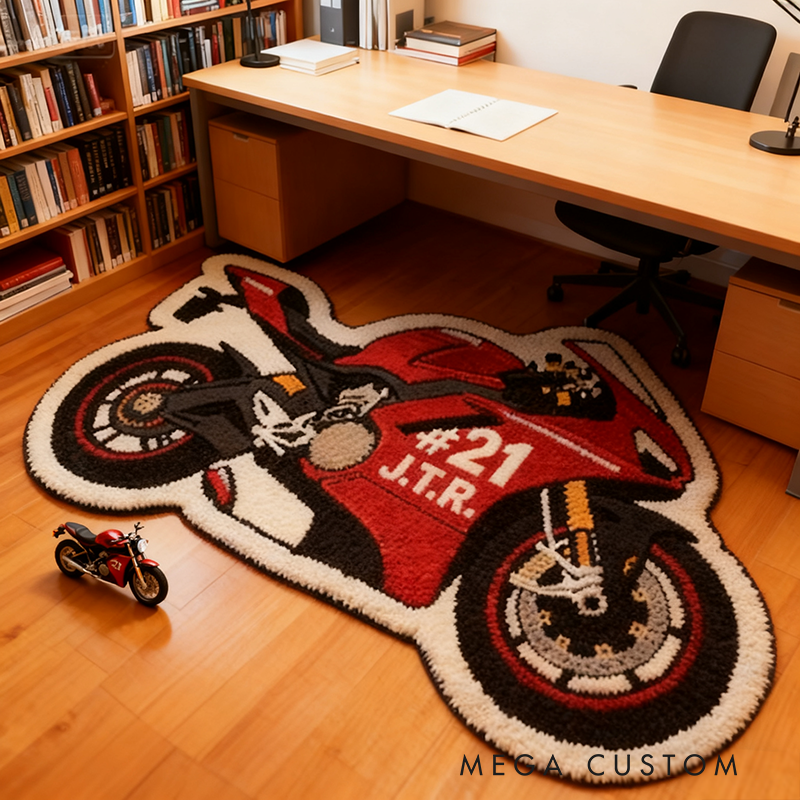 Personalized Motorcycle Rug with Custom Name and Number Design for Bikers and Motorcycle Fans