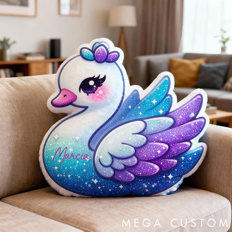 Personalized Graphic 3D Print Pillows Pillow, Custom Swan Pillow with Name for Family