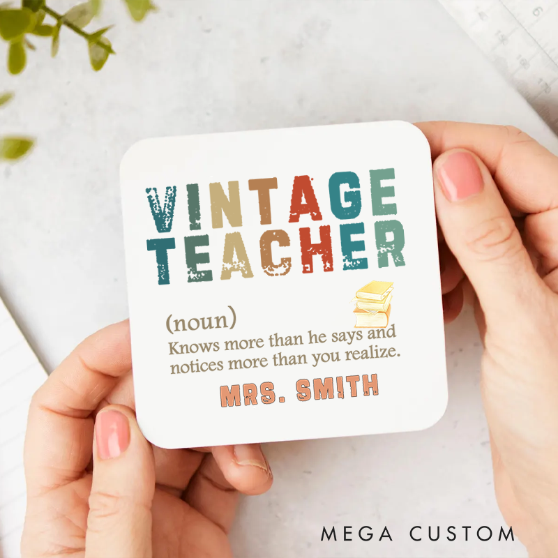 Personalized Coasters for Teachers Vintage Teacher Appreciation Gift for Teachers