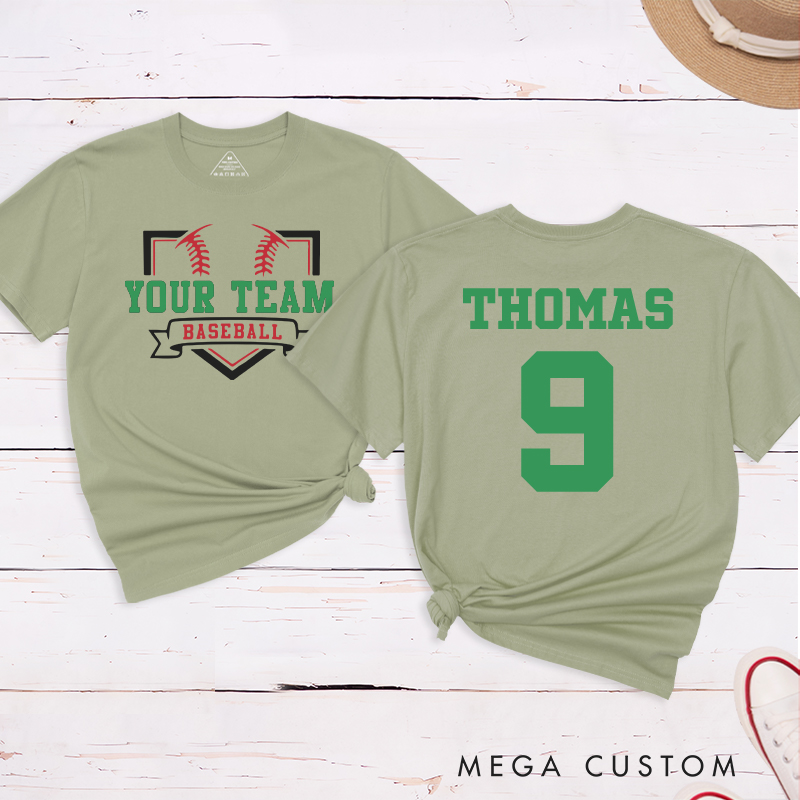 Personalized Team Name Baseball Home Plate Design T-Shirt