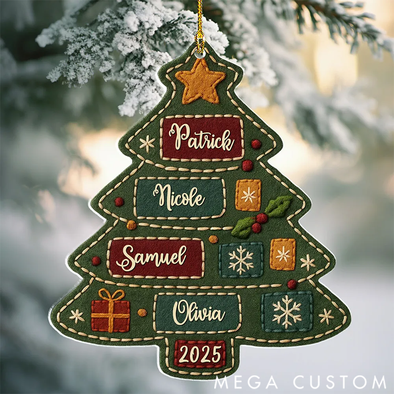 Personalized Names of Joy Tree Acrylic Ornament Gifts for Family