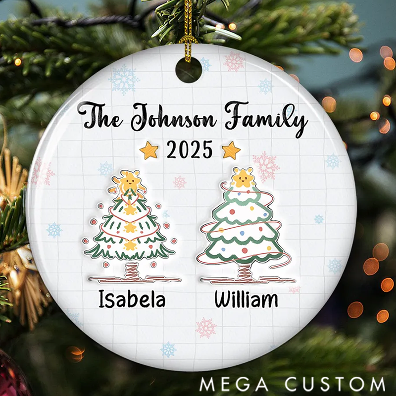 Personalized Love the Way Draw Family Love 3D Inflated Effect Ceramic Ornament