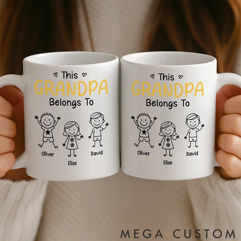Personalized this Grandpa Belongs to Kids Mug Gifts for Dad Grandpa