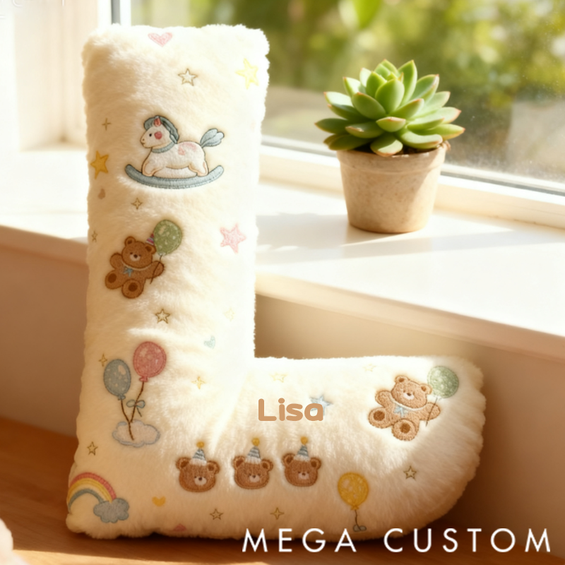 Personalized Birthday Bear Alphabet Shaped Pillow with 3D Printed Design