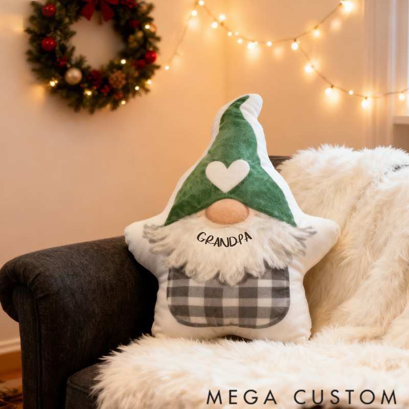 Personalised Gnome Family Shaped Pillow Christmas Gift for Family 3D Printed Design