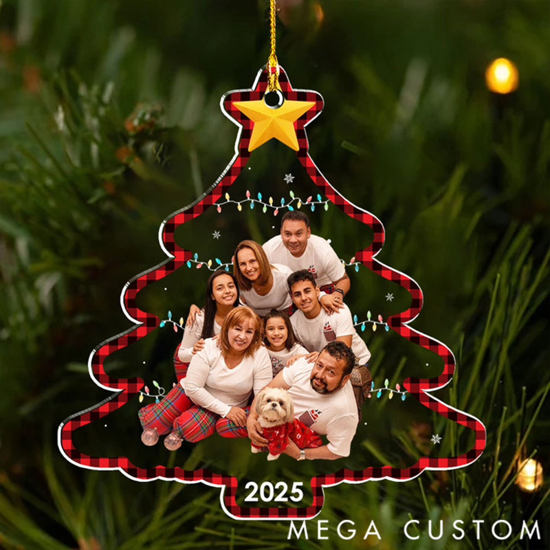 Personalized Family Photo Holiday Tree Acrylic Ornament Christmas Gift for Family