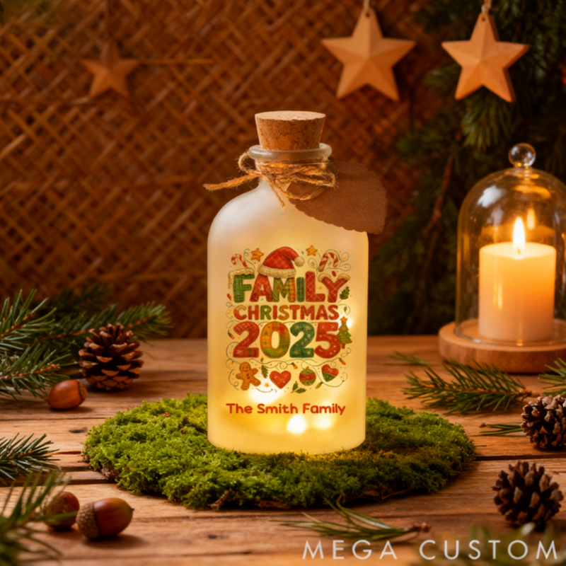 Personalized Family Christmas LED Glowing Glass Bottle Family Christmas Gift