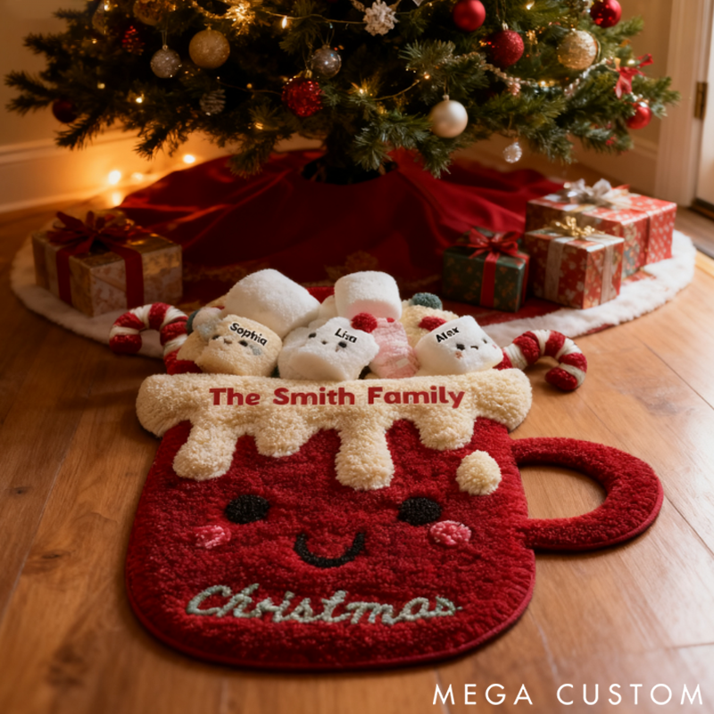 Personalized Christmas Doormat with Last Name Warm Welcome for Guests