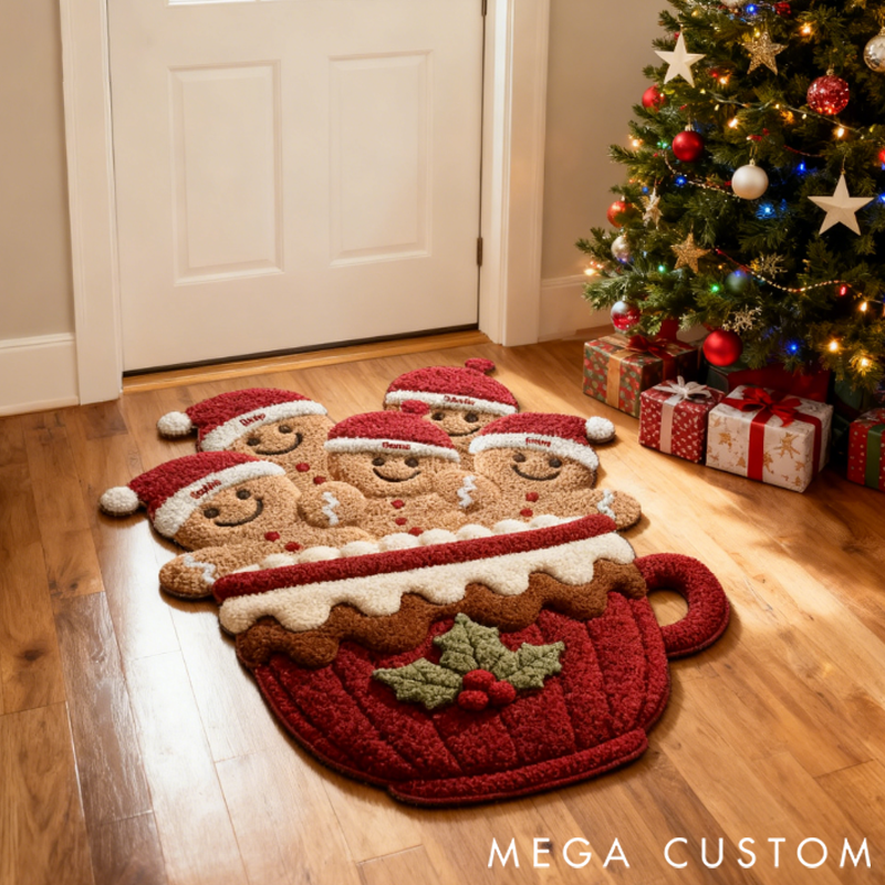 Personalized Gingerbread Christmas Family Doormat Christmas Gift for Family