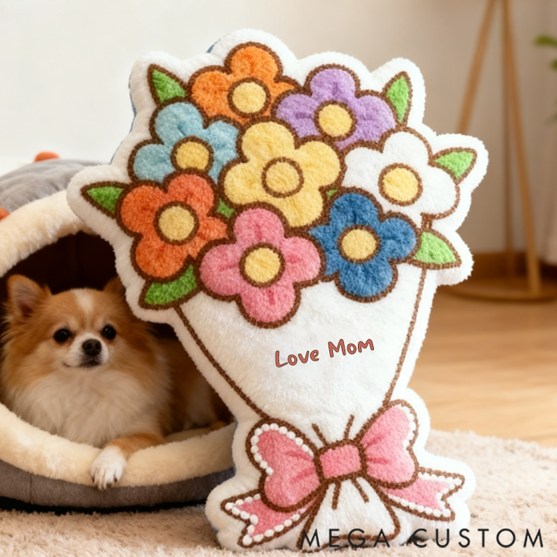 Personalized Bouquet Pillows with Customizable Text Beautiful Gift for Mom