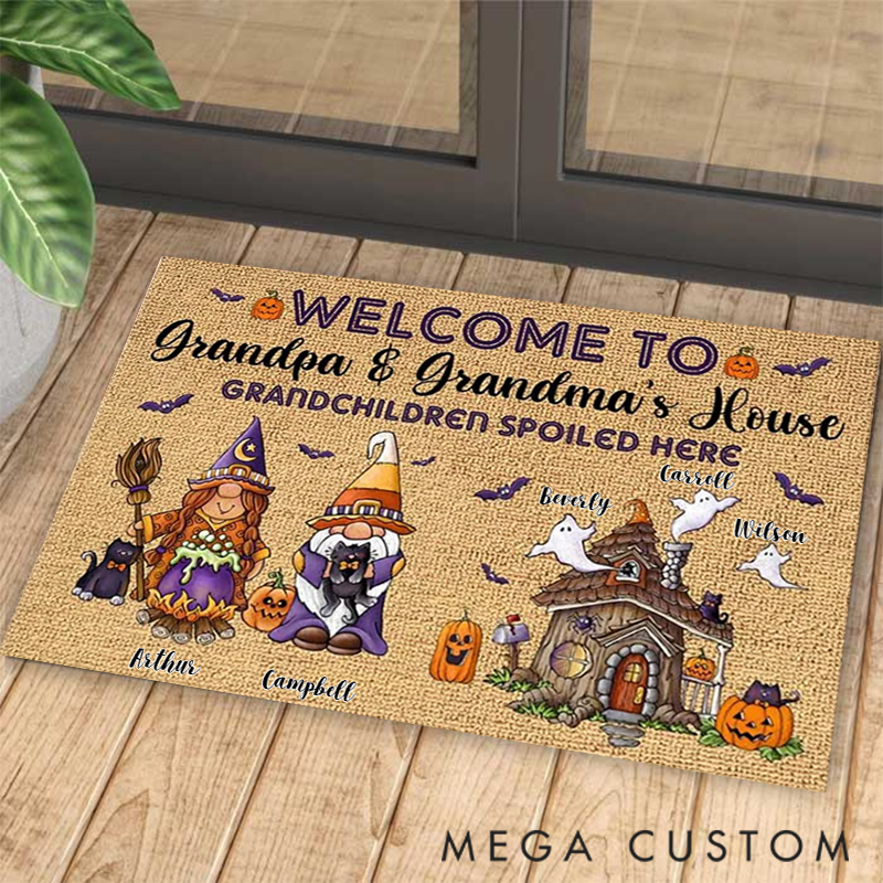Personalized Grandchildren Spoiled Here on Halloween Doormat Gift Ideas for Halloween