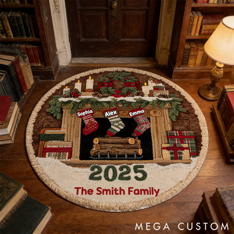 Personalized Merry Christmas Family Round Doormats Christmas Gift for Family
