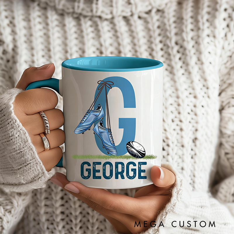 Personalized Rugby Mug with Custom Name for Athletes and Fans
