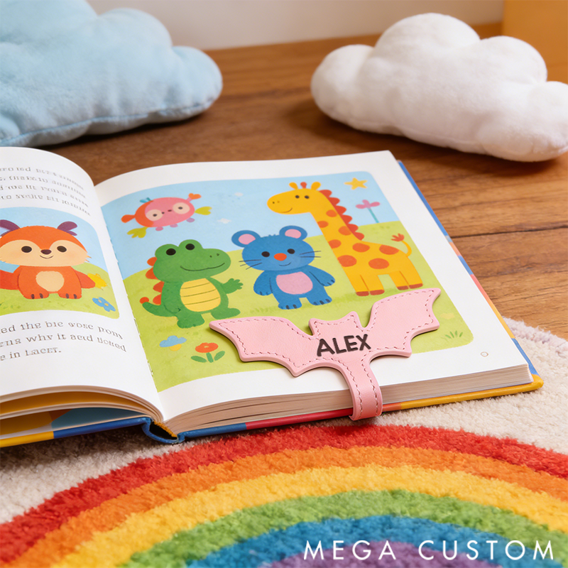 Personalized Leather Bookmark Bat Bookmark Custom Engraved Name Bookmark Halloween Gift