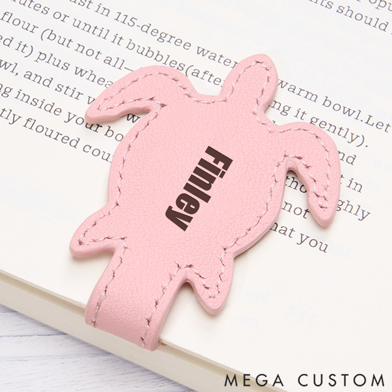 Personalized Leather Bookmark Turtle Bookmark Custom Engraved Name Bookmark