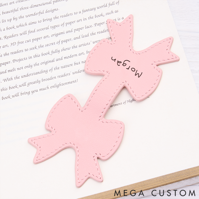 Personalized Leather Bookmark Bow Bookmark Custom Engraved Bookmark