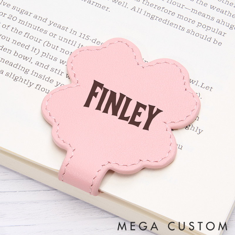 Personalized Leather Bookmark Custom Engraved Four-Leaf Clover Bookmark