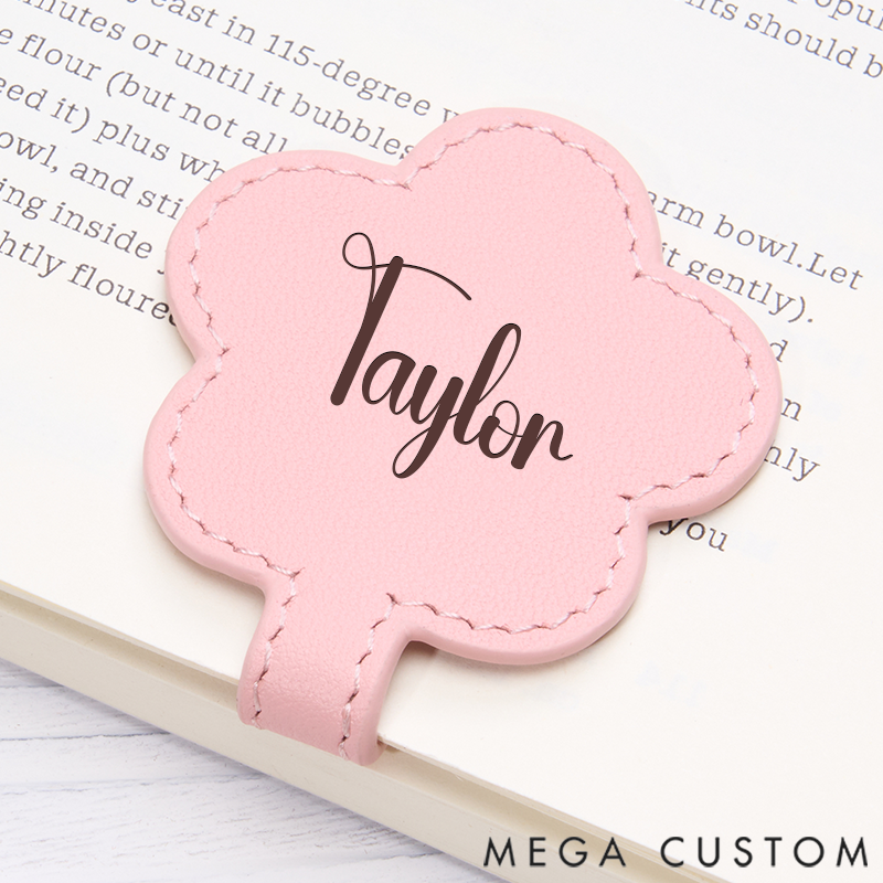Personalized Leather Bookmark Floral Bookmark Custom Engraved Bookmark