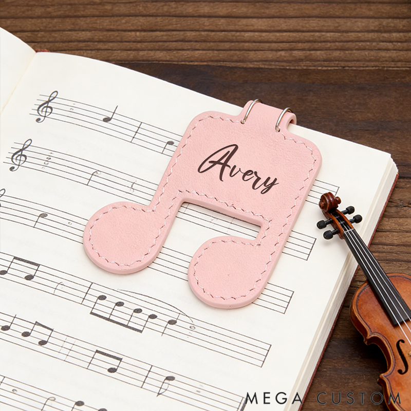 Personalized Leather Music Symbol Bookmark Custom Engraved Bookmark