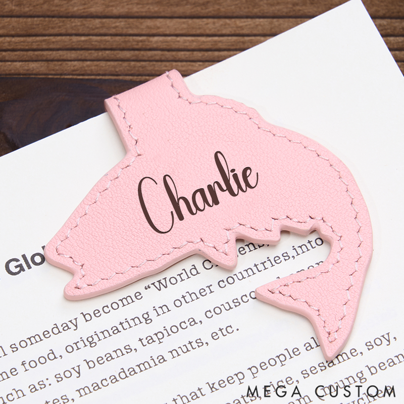 Personalized Leather Fish Symbol Bookmark Custom Engraved Bookmark
