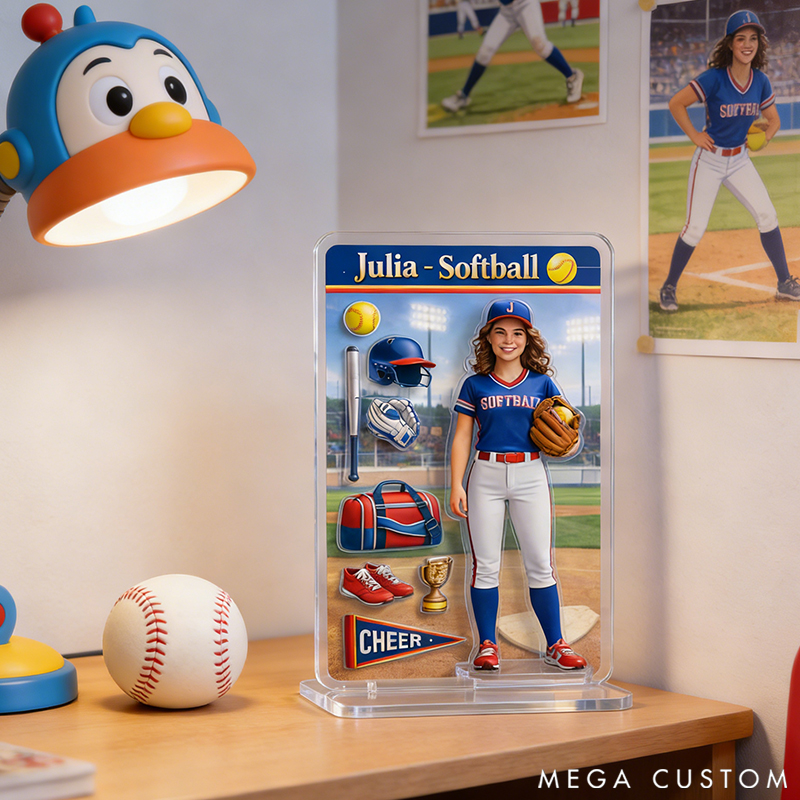 Personalized Softball Theme Acrylic Decor Custom Photo the Perfect Gift for Softball Fans