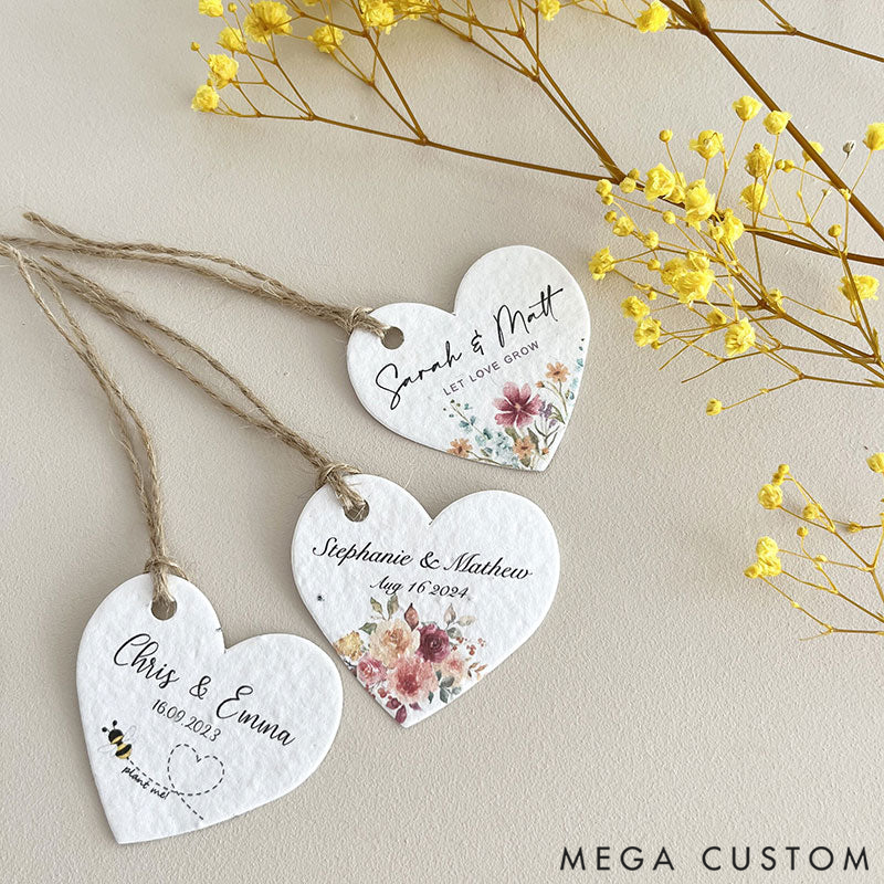Personalized Bulk Packaged Plantable Heart-Shaped Seed Paper Wedding Favors and Thank You Gifts