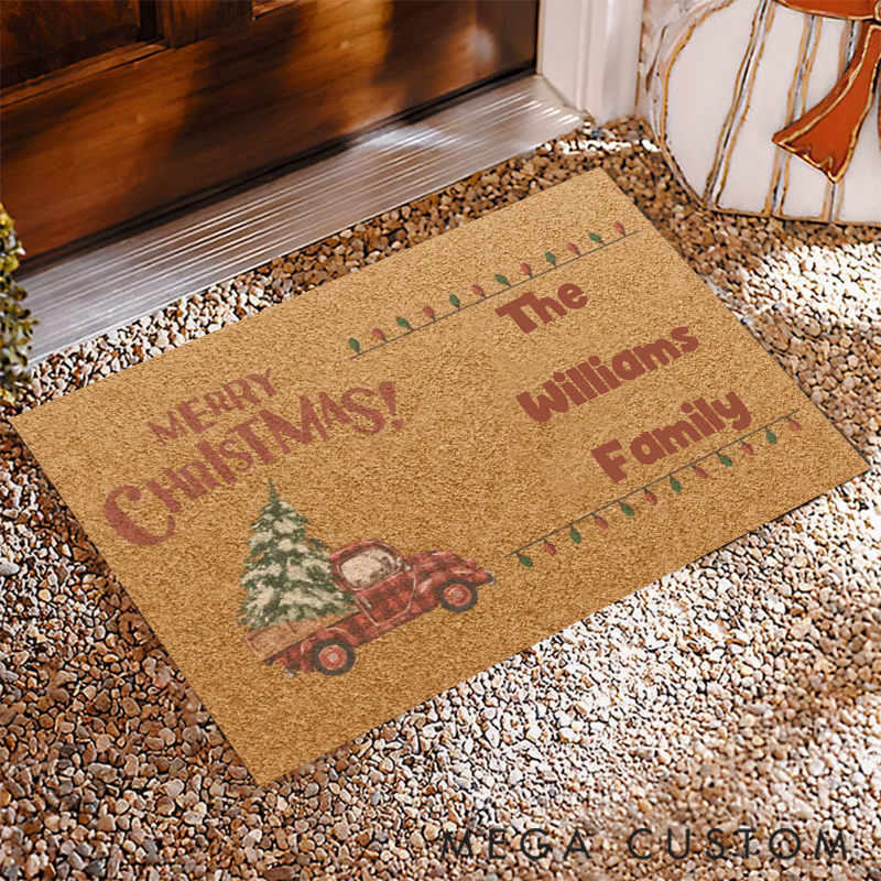 Personalized Welcome Doormat Celebrate Christmas with Your Family Name this Holiday Season