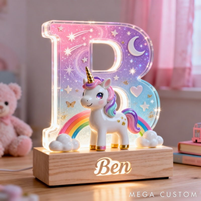 Personalized Colorful Pony Initial Night Light Children's Day Gift