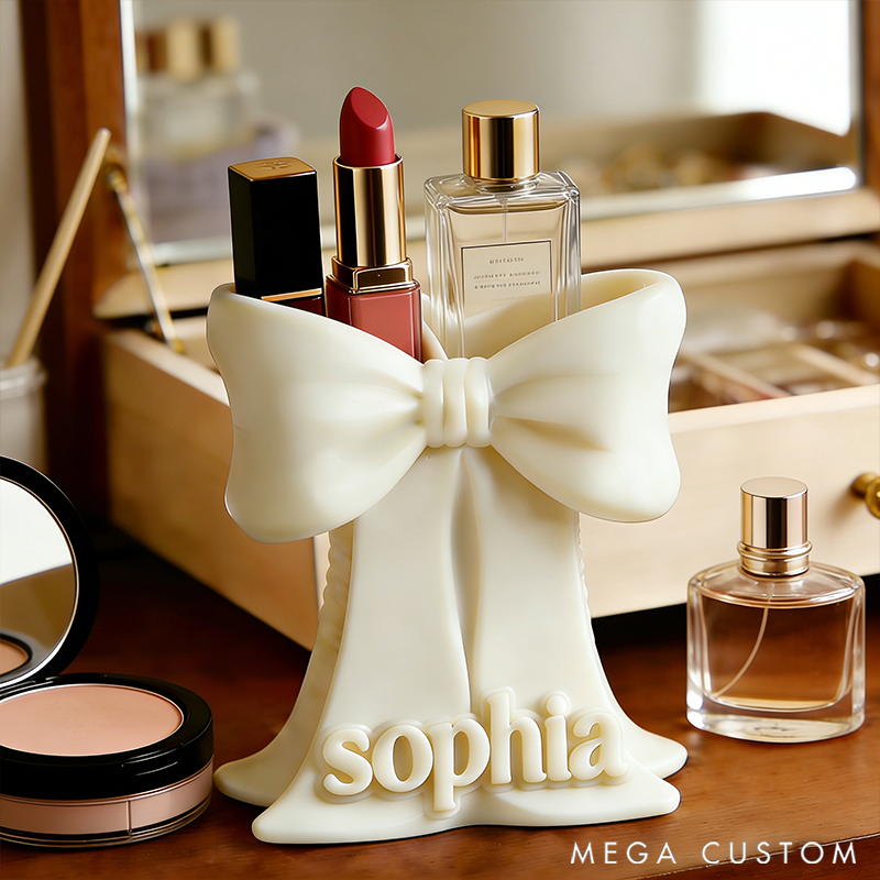 Personalized Bow-Tie Cosmetic Storage Dressing Table Makeup Brush Organizer