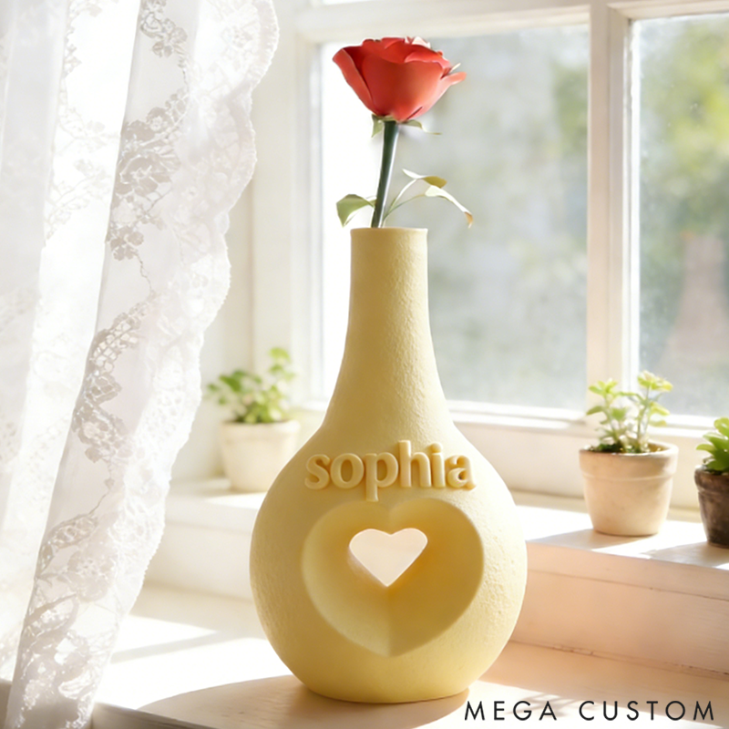 Personalized Hollow Heart Shaped Vase the Perfect Valentine's Day Gift
