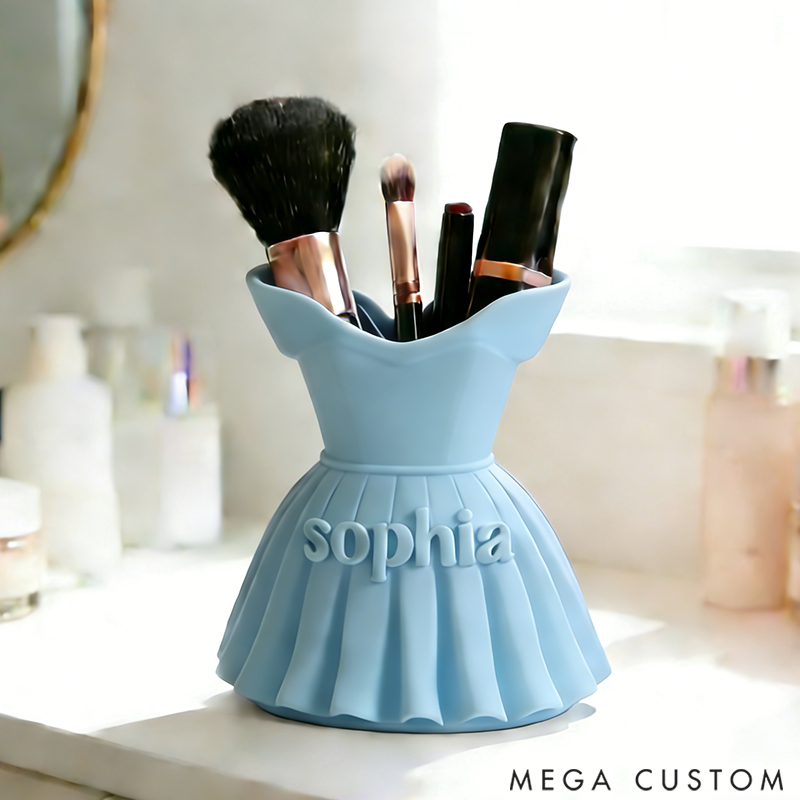 Personalized Mini Dress Shaped Makeup Brush Organizer