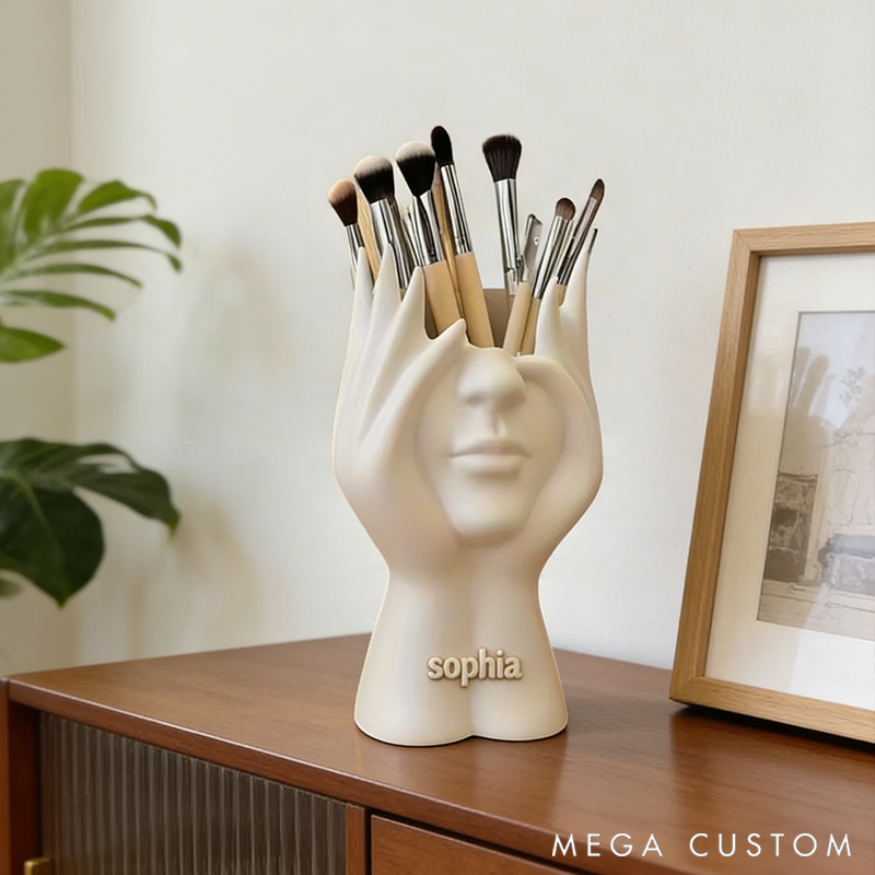 Personalized Creative Body Art Storage Rack with Dual Functionality as Makeup Brush Holder and Pencil Holder