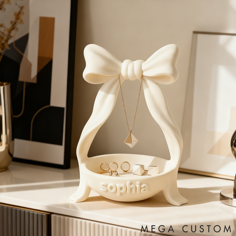 Personalized Bow Shaped Storage Dish Cute Jewelry and Key Tray 3D Printed Storage Box