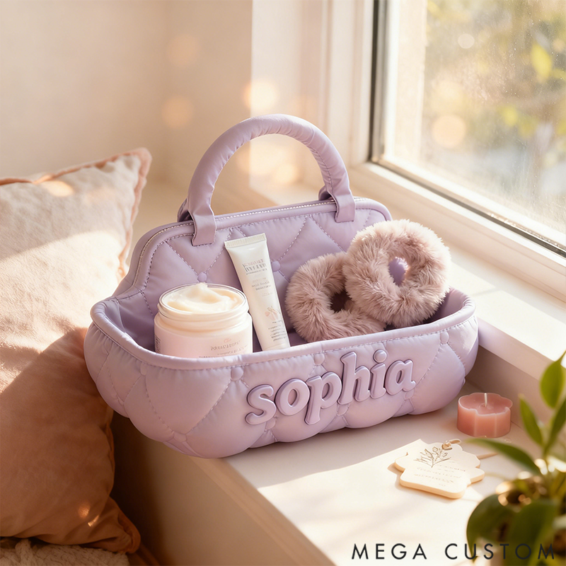 Personalized Handled Quilted Makeup Tray 3D Printed Design