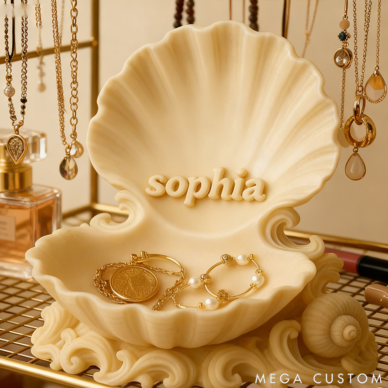 Personalized Shell Shaped Makeup Brush Organizer 3D Printed Design