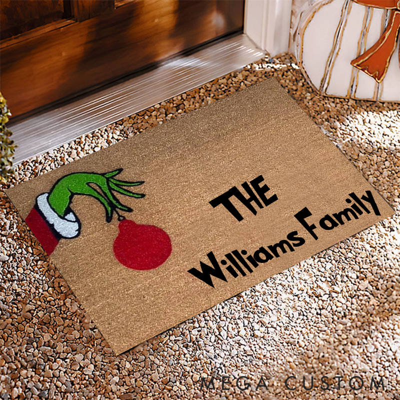 Personalized Family Name Doormat Perfect for Spreading Christmas Cheer at Your Home