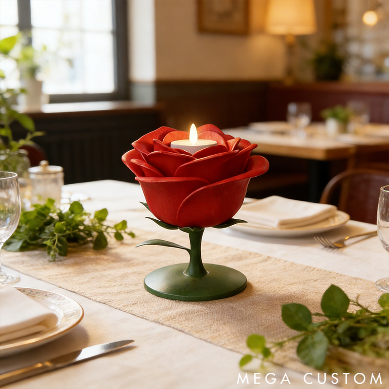 Rose Candle Holder 3D Printed Floral Candle Holder for Romantic Table Decor